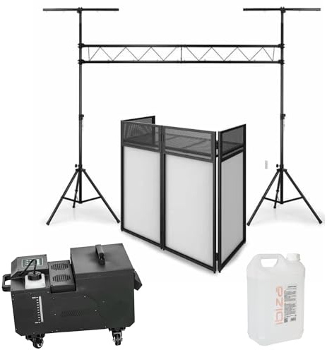 Ibiza - Pack Lumière Machine à Fumée Lourde 1500W - Portique SLB001 - DJ Booth Facade Régie DS30 - Soirée Mariage Pro Fête