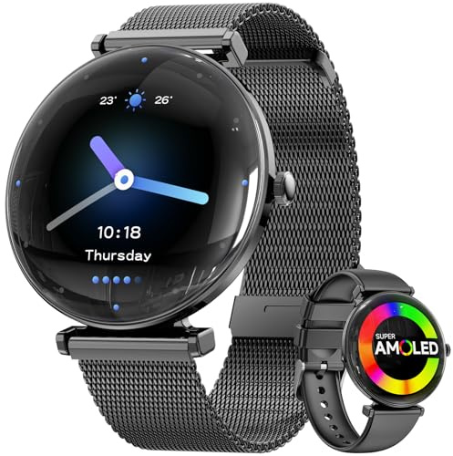 Smart Watches for Women Men, 1.43 Curved Light Thin HD AMOLED Screen Display Smart Watch with Heart Rate/Sleep Monitor, 110+Sports IP68 Waterproof Step Counter Smartwatches for Android iOS(Black)