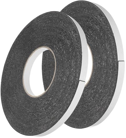 QUARKZMAN 2 rotoli di nastro biadesivo in schiuma PE rimovibile, nastro di montaggio in spugna, strisce adesive resistenti (nero, 50 piedi x 1/2 x 1/16) per la casa, la pittura