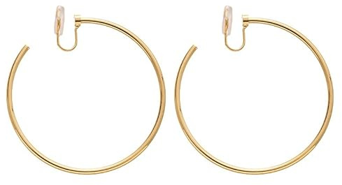 XVICO Große Creolen Ohrclips ohne Piercing für Damen, Edelstahl Wasserfest, C-förmiges Design, Gold und Silber, 2 Paar (Gold)
