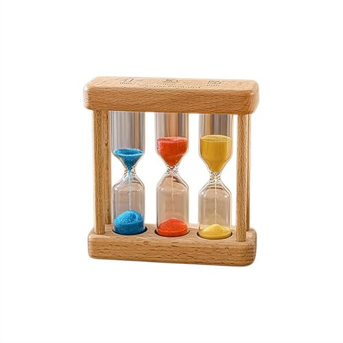 Lot de 3 sabliers en bois - 1+3+5 ou 3+5+7 minutes pour la cuisine, la salle de classe et la gestion du temps - Décoration de bureau rétro sans piles (A 1+3+5)