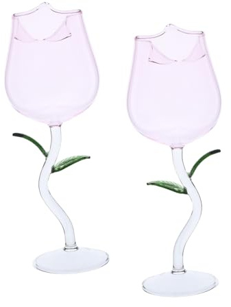 Ciieeo 2 Piezas Copa de Vino Rosa de Cristal con Diseño Floral Elegante para Cócteles Bodas y Celebraciones Románticas