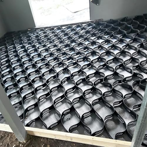 Rejilla estabilizadora de grava para garaje, granja y jardín, 10 cm, permeable, resistente, para calzada y pavimentación de caminos, 2 m x 6 m, alfombrilla de refuerzo de suelo