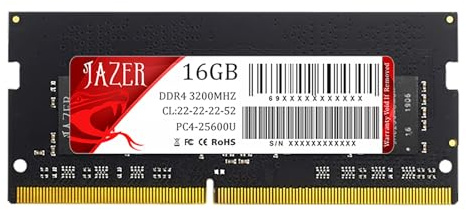 JAZER SODIMM 16GB DDR4, 3200MHz RAM para Ordenador Portátil, 260-Pines, SO-DIMM, Memoria de Alto Rendimiento, CL22, 1.2V