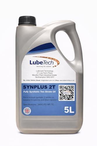 LUBETECH FULLY SYNTHETIC 2 STROKE OIL 5L, A SYNTHETIC TWO STROKE OIL SUITABLE FOR PREMIX AND DIRECT INJECTION MEETING PERFORMANCE LEVEL JASO FD SPECIFICATION