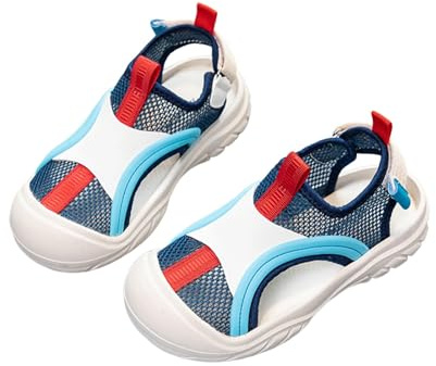 Generico Sandali Traspiranti per Bambini Piccoli Leggere Comode Scarpe Sportive Outdoor Spiaggia Camminata Resistenti Facili Lavabili Morbide Flessibili (Blue, 25 Toddler)
