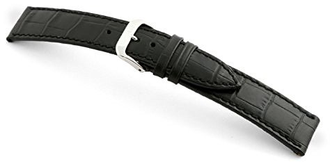 Rio S1931 Uhrenarmband Louisiana Crocodile Calf Leder Rindsleder schwarz Band Anstoss 20 mm