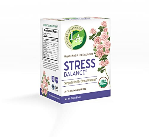 Lifestyle Awareness Stress Balance Tea with Calming Rose Petal, Caffeine Free, 20 Count, 1 pack
