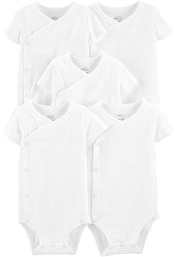 Simple Joys by Carter's Side-Snap Short-Sleeve Shirt Camicia, Bianco, Prematuro (Pacco da 5) Unisex-Bambino