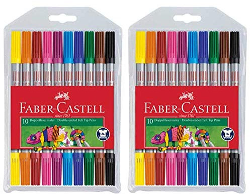 Faber-Castell Doppelfasermaler, 2x 10er Etui, Silber, Mittelspitze, Marker