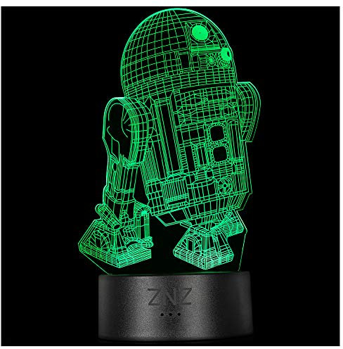 ZNZ 3D Lampe, LED Illusion Led Nachtlicht, 16 Farbwechsel 3 Modell mit Remote & Smart Touch Lampe Weihnachts Geschenke für Kinder Männer Frauen (5-R2D2)