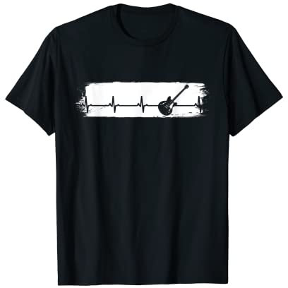 Geschenk für Gitarrenspieler Herzschlag Vintage Gitarre T-Shirt