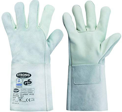 STRONGHAND® Schweißerhandschuhe XL VS 53 - Lange hitzebeständige Echtleder-Schutzhandschuhe für Schweißer - EN 388/407/420
