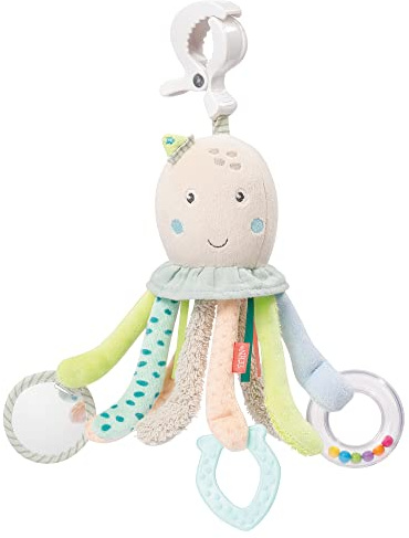 Fehn pulpo de actividades - juguete para desarrollar la motricidad para cochecitos, cunas y sillas de bebé - para morder, agarrar y hacer ruido - Para bebés y niños pequeños a partir de 0 meses