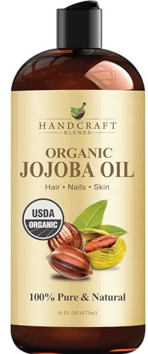Handcraft Blends USDA Organic Jojoba Oil - Cold-Pressed 473 ml - 100% Pure and Natural - Premium Grade Carrier Oil for Skin and Hair - Hair and Body - Massage - Hexane-Free