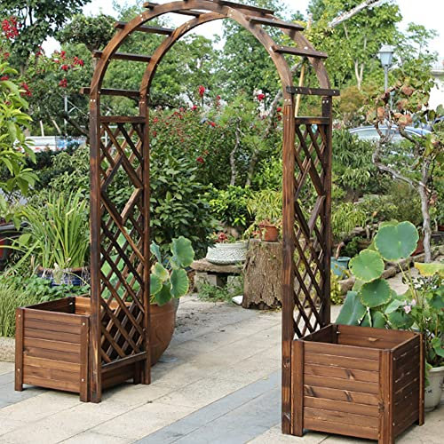 SHENGSHIYU Gartenpavillon, Gartenbogen Aus Holz, Wasserdicht, Viele Größen, Gartendekoration, Für Verschiedene Kletterpflanzen, Rosenranke, Dekorative Pergola,withflowerscrate-200x50x210