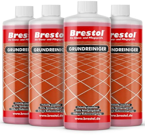 BRESTOL® GRUNDRENGÖRER 4 x 1 000 ml koncentrat för alla vattentäta golv som laminat, kakel, kakel, natursten, betong, parkett, PVC, linoleum – löser upp tätningar och rengör noggrant