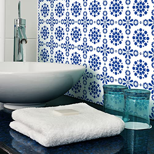 Ambiance Sticker Vinilos Autoadhesivos, Decoración de Paredes, Adhesivos de Azulejos para Baño y Cocina Baldosas de Cemento Oriental Dessouk - 9 Vinilo Azulejos de 15 x 15 cm