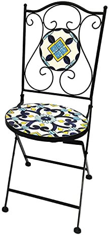 INDA-Exclusiv Klappbarer Mosaik Gartenstuhl Balkonstuhl Terassenstuhl mediterranes Design Klappstuhl Bistrostuhl Mosaikstuhl