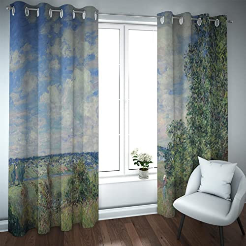 HengYun ART Landschaftsvorhänge, impressionistische idyllische Landschaft Kunstwerke, Wohnzimmer Schlafzimmer Fenster Vorhänge 2 Panel Set, Schallschutzvorhänge 2xB106xL160cm