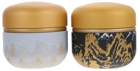 UPKOCH Boîte à Thé Ronde Japonaise 2pcs en Fer, Compacte et Décorative | Protection Anti-poussière, Usage Domestique et Emballage pour Boutique de Thé, Lot Pratique