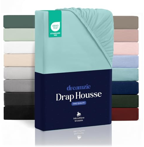 Dreamzie Sabanas 90x190 – Bonete 35 cm – Microfibra Suave – para Colchones Gruesos – Certificado Oeko-Tex – Aguamarina