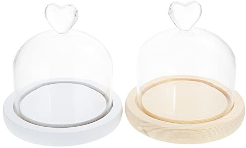 DECHOUS 2Pcs Fiore Conservato Copertura In Mini Alimenti Supporto Di Decor Car Trim Cupola Cloche Torta Copertura Del Display Campana Vaso Display Cupola Cupola Di