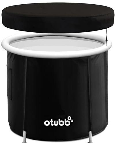OTUBB Bagno di ghiaccio Ø 75 cm, vasca da bagno pieghevole gonfiabile, per esterni, per giardino o doccia, vasca da bagno mobile in plastica, colore nero
