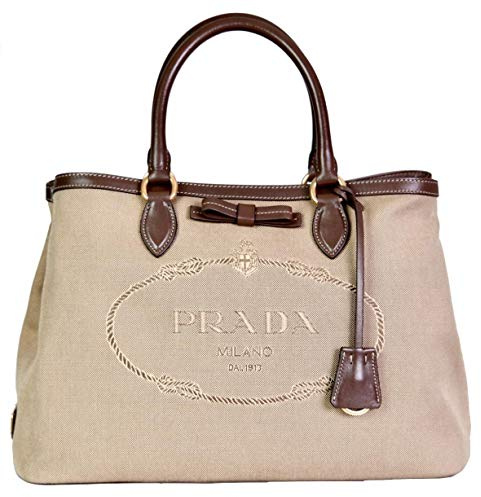 Prada Damen Braun Canvas Top-Handle Schultertasche 1BA579 UCW F0B16