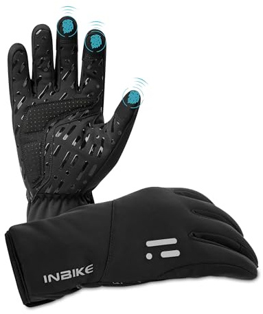 INBIKE Winterhandschuhe Fahrradhandschuhe Herren Damen Winter Thermo Winddicht Touchscreen Handschuhe Fahrrad rutschfeste für Radsport Skifahren Winter Wandern Schwarz XL