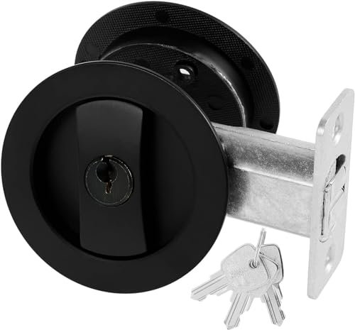 serratura con chiave Serratura for porta scorrevole tascabile, serratura for porta tonda for la privacy con chiave Serrature for porte scorrevoli invisibili su 2 lati incassate Hardware nero
