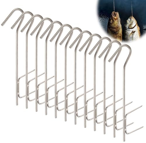 Carne De Fumar Ganchos,12 Unids Ganchos De Ahumadero,Gancho De Carne,Ganchos para Carne Carnicero,Ganchos De Carne de Acero Inoxidable Para Pollo,Pescado,Res Carne