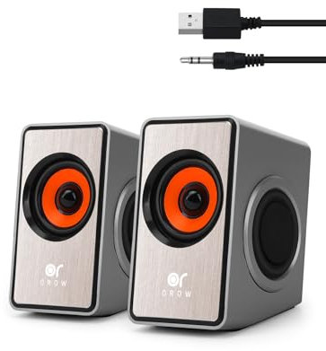 OROW Casse PC,12W Altoparlanti per computer,Mini Altoparlanti PC Stereo Sound,Altoparlante USB,3,5 mm jack,(Argenteo)