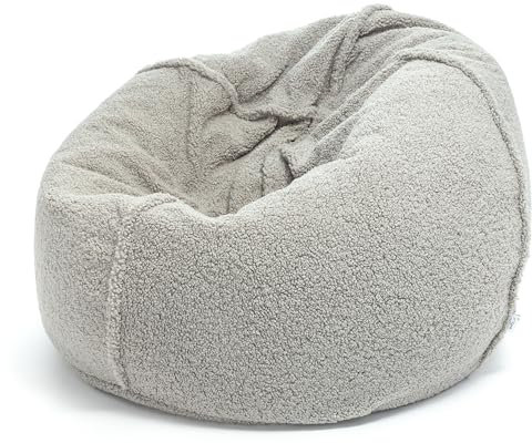 Ecopuf - Pouf Poltrona Sacco Grande XXL in tessuto Bouclè e cuciture Bordate - Puff Sfoderabile Gigante Ergonomico - Puffo per sedersi o Pouffe Salotto con Imbottitura in Palline di Polistirolo