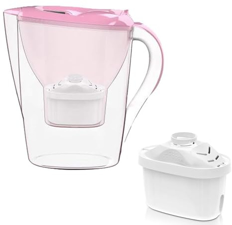 Activated Water Filter Jug 3.5L, Alkaline Water Pitcher, Fluoride Water Filter Pitcher -7 Stage Ionizer Filtration System to Purify and Increase PH Levels,BPA Free,Pink