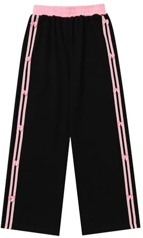 Aelfric Eden Dambyxor breda lösa joggingbyxor bomull activewear byxor sportbyxor långa byxor säckig med fickor, svart, L