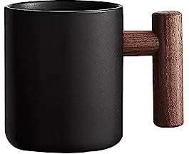 PWSHZ Trinkgläser Kaffeetassen, Keramikbecher, Keramikbecher for Kaffee, Latte, Cappuccino, Tee, Kakao, Müsli, heiße Schokolade, spülmaschinenfest Kaffeetassen (Color : Black, Size : A)