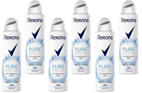 6x Rexona Deospray Pure Fresh Deo ohne Aluminium schützt 48 Stunden, 150ml (6er Pack)