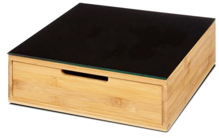JUANIO Cajón para Cápsulas de Café/Té, Portacápsulas de bambú de Color Natural, Organizador con Compartimentos para Casa, Oficina, Cocina - Longitud 30 x Profundidad 30 x Altura 10 cm