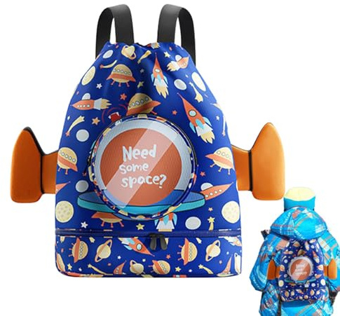 Bolsa de piscina para niños, bolsa de natación para niños - Bolsa impermeable para piscina infantil - Bolsa de baño seca y húmeda separada para niños, mochila impermeable portátil con cordón con