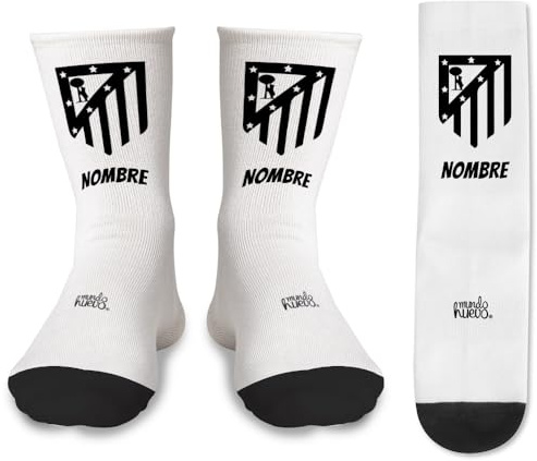 mundohuevo Par de calcetines + 1 calcetin de regalo por el que se pierde en la lavadora | personalizados con nombre | escudos de equipos de futbol | Tacto algodón | Talla única |