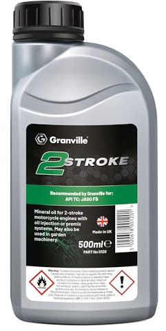 Granville Two Stroke Engine Oil – 500ml | Clean Burn Formula for Premix & Oil Injection Systems - Reduces Smoke & Carbon Build-Up | Suitable Engine Oil for 2-Stroke Engines & Garden Machinery