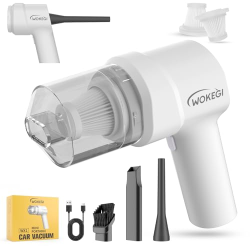 Handheld Mini Car Vacuum, 10000PA Cordless Portable Vacuum with 2000mAh Battery, 3 in 1 Small Vacuum Cleaner & Air Duster with Type-C Charging, Compact & Lightweight for Car, Home, Kitchen (White)