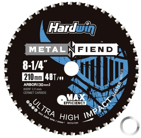 HARDWIN Metall Kreissägeblatt 210x30mm, 48Z Cermet für Stahl | 48Z Cermet-Sägeblatt für Stahl, Rohr und Profile; saubere Schnitte mit weniger Hitze für Kaltkreissägen.
