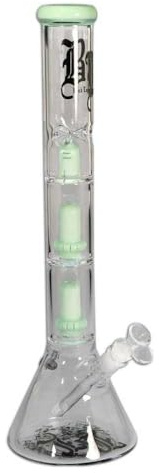 Black Leaf Beaker Bong Hellgrün 18,8/14,5mm H:46,5cm D:140mm WS:5mm 2x UFO Perkolator Ice Kickloch