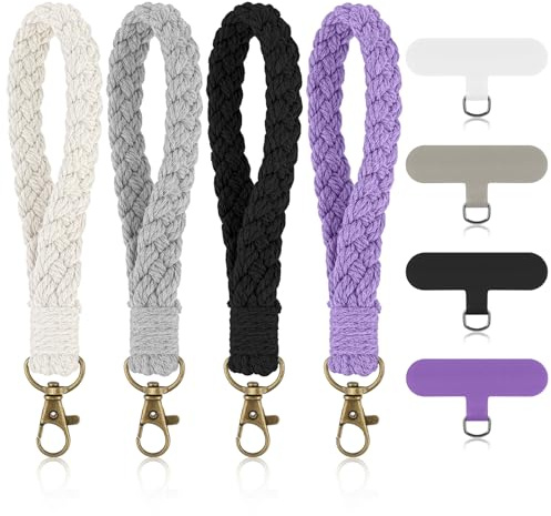 Mabor Phone Wrist Strap, 4 Pcs Cell Phone Lanyard with Tether Tab Keychain Wristlet Charm Anti-Loss Phones Chains for Women Men