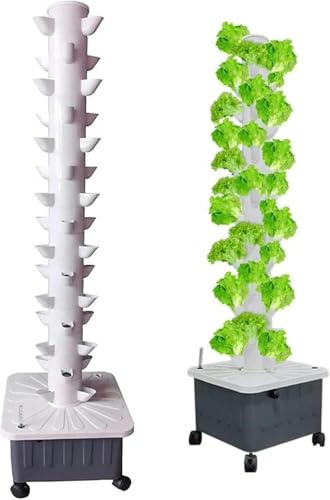 Torre idroponica, Torre idroponica, Kit di Coltivazione idroponica e aeroponica per Frutta e Verdura con Pompa idratante, Adattatore, vasi a Rete, Timer per Frutta, Verdura e 30 Fori