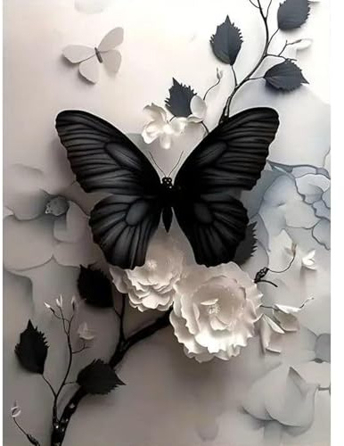 5D DIY Diamond Painting Kit Completo Farfalla e Fiori, Pittura Diamante per Adulti e Bambini, Disegni Brillantini da Attaccare, per Decorazione Murale per Hobby Creativo e Regalo Originale（30x40 cm）