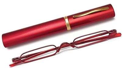 Hrlace Mini Lesebrille Damen Herren Klein Schmal Lesebrillen Leicht Metall-Lesebrille Ultraleichte Tragbare Schmal-Brille Federscharnier Lesehilfe Sehhilfe Brillen mit Etui Rot 2.75 Dioptrien