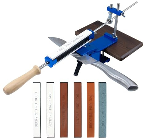 BEIYUANYA Professioneller Messerschärfer, Messerschärfsystem Professioneller mit Schnellspann, Feststehender Winkel, Küchenchef-Messerschärfer Set mit 6 Schleifsteinen